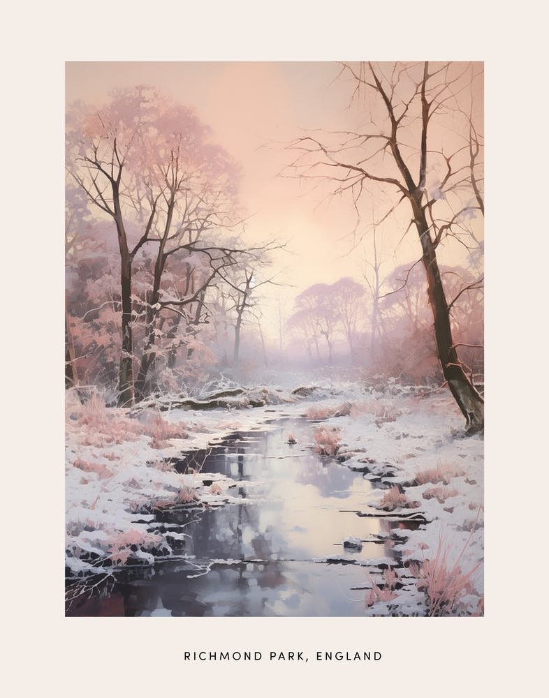 Dreamy Winter Painting Poster Richmond Park England 2