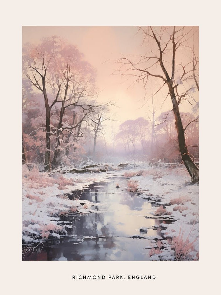 Dreamy Winter Painting Poster Richmond Park England 2