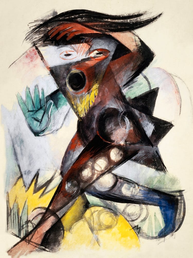 Caliban-Figur für The Tempest von William Shakespeare (1914), Franz Marc