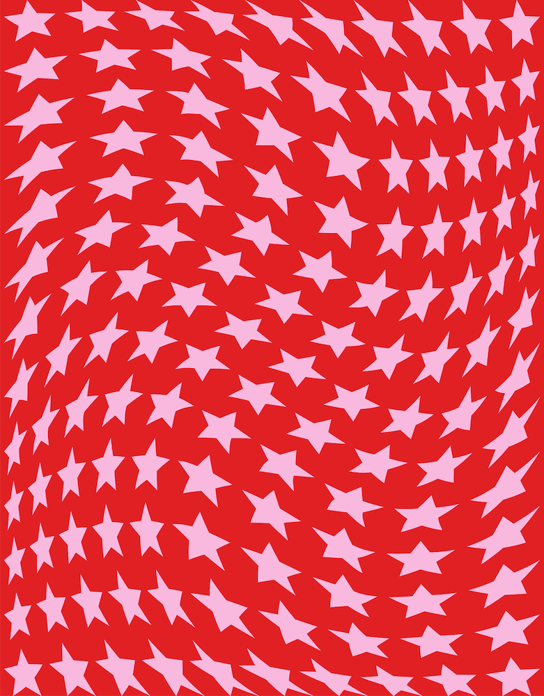  Pink and Red Wavy Warped Stars