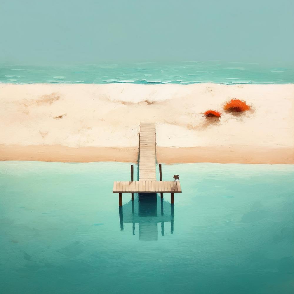 Beach Jetty Oil Painting Artwork