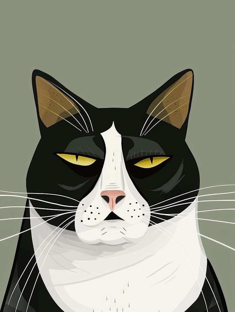 Black And White Cat With Yellow Eyes