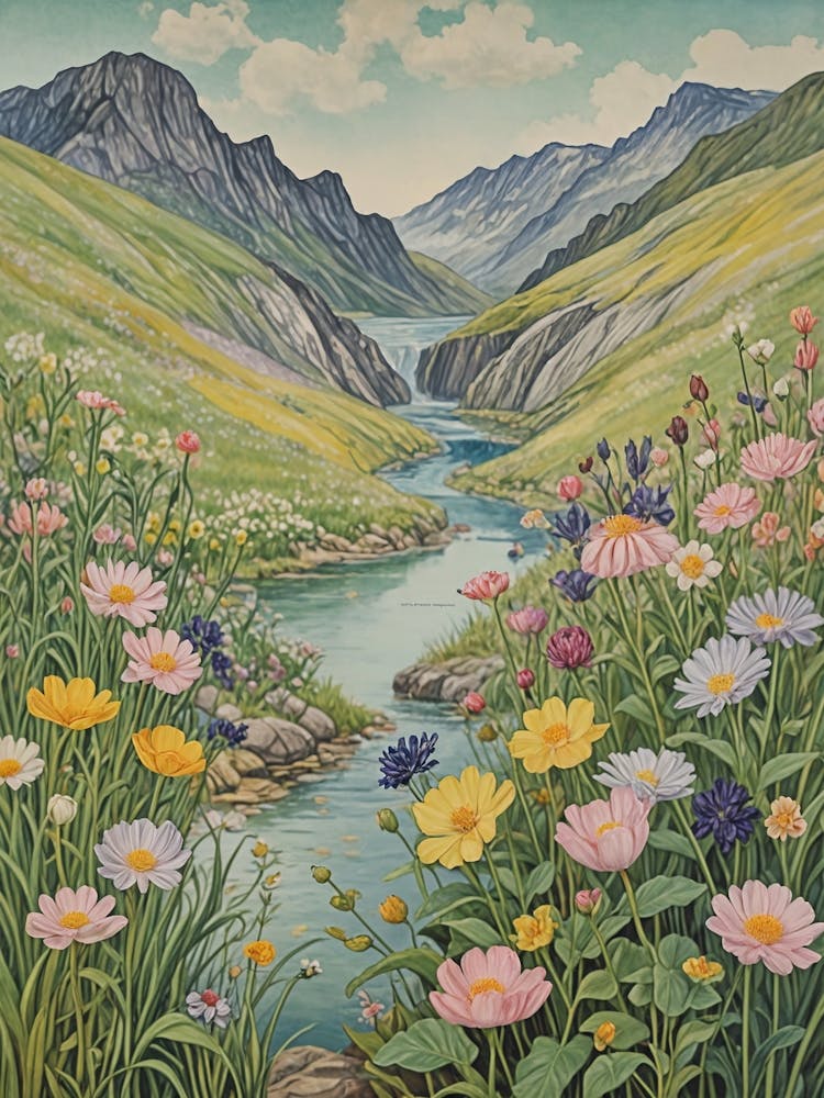 Wildflowers And The Mountain Stream