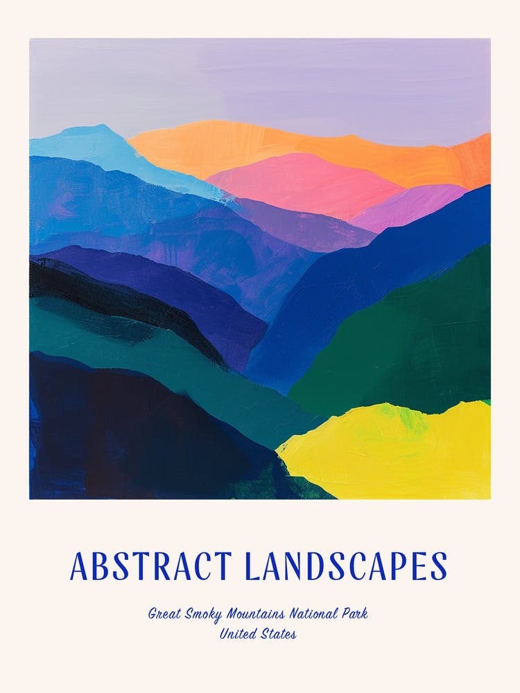 Colourful Abstract Great Smoky Mountains National Park Usa 4 Poster Blue