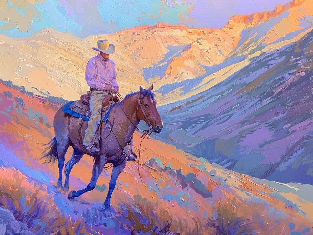 Cowboy Painting Rocky Mountains 4
