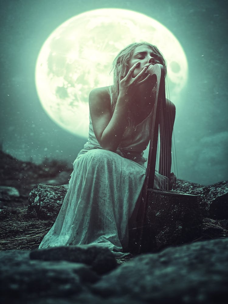 Full Moon And Harp