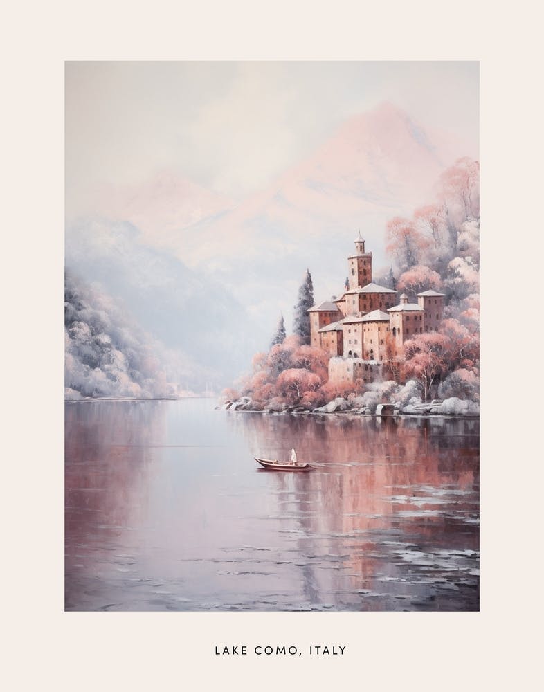 Verträumtes Wintergemälde Poster Lake Como Italy 1