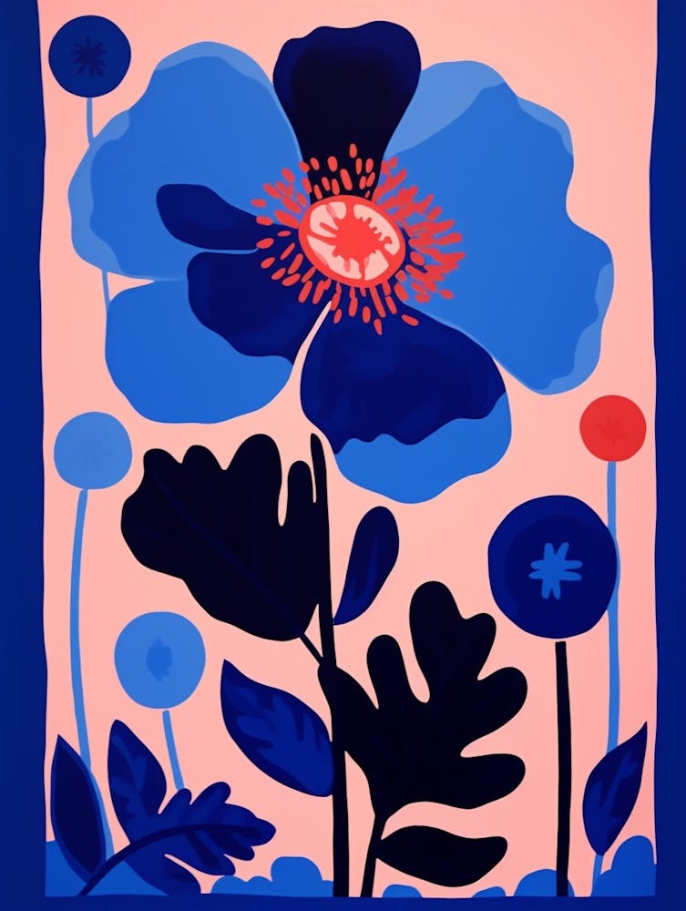 Blue Flower Illustration Poppy 2