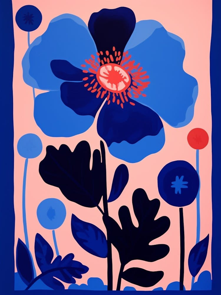 Blue Flower Illustration Poppy 2