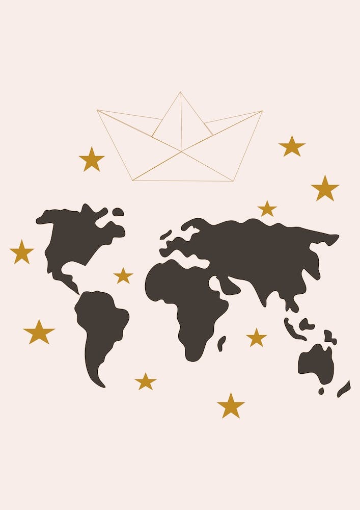 Paper Boat And World Map