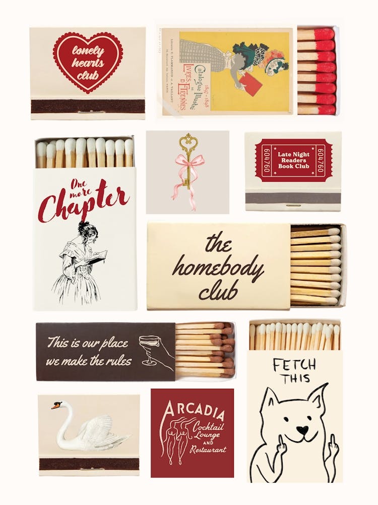 Retro Matchbox Bookish Prints