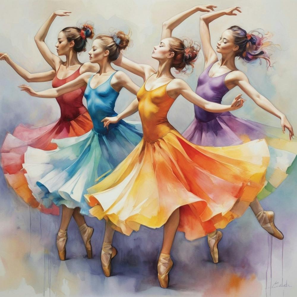 Figurative Multicolor Dancers 0