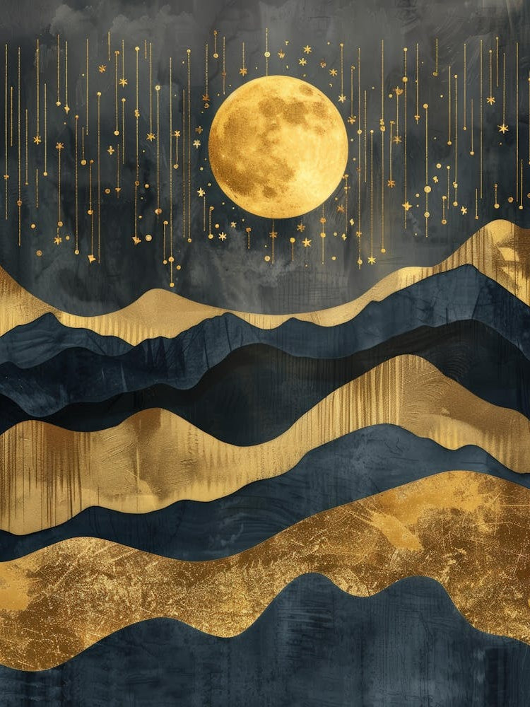 Moon And Stars Canvas Print 1