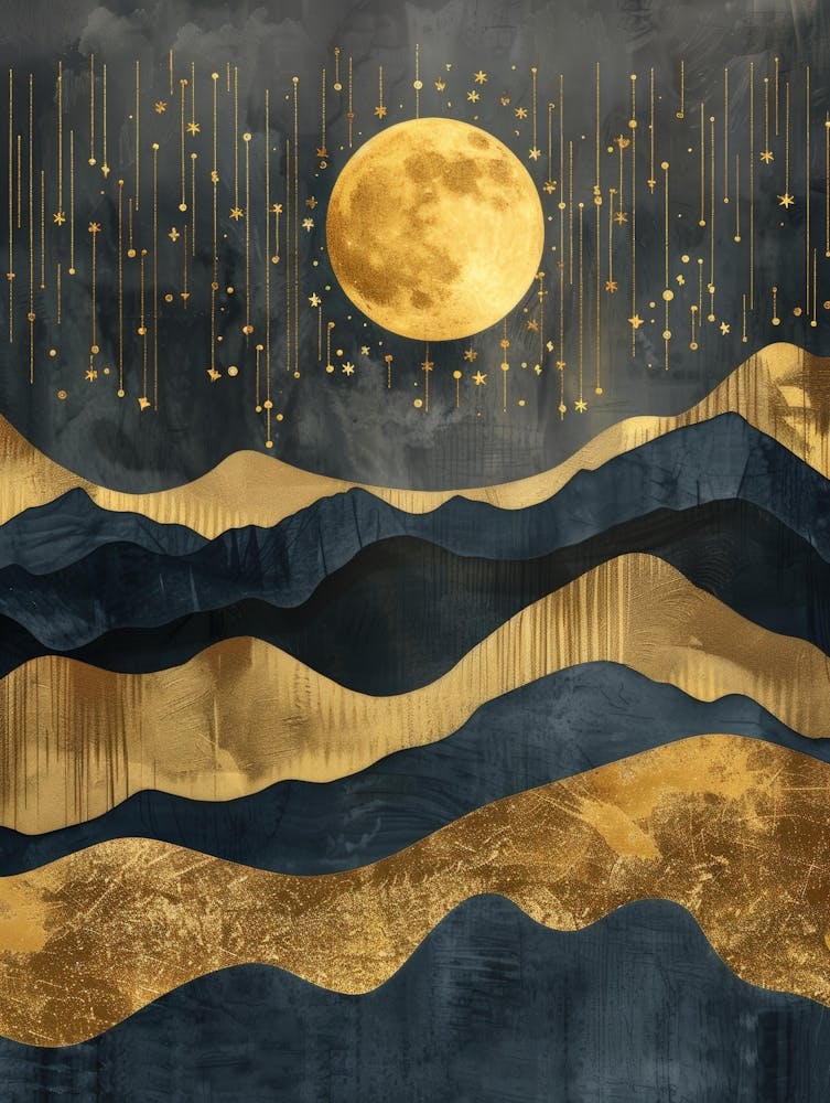 Moon And Stars Canvas Print 1