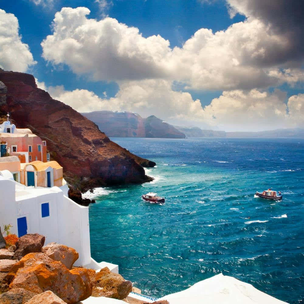 Seascape Of Santorni Greece