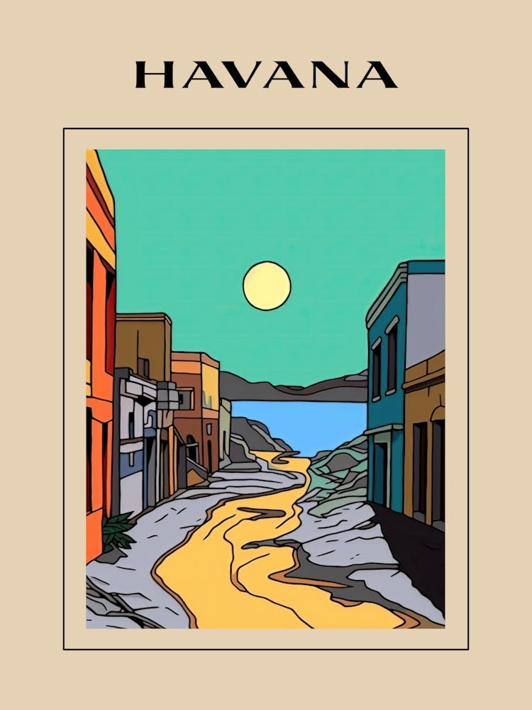 Minimal Design Style Of Havana, Cuba 3 Poster