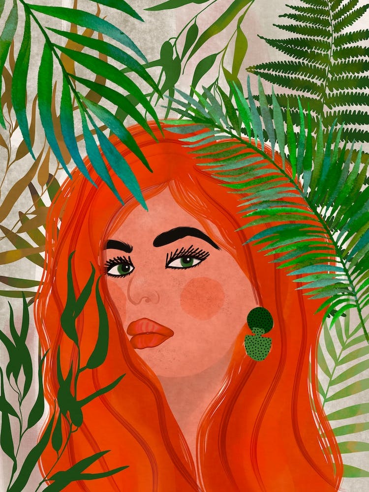 Orange Hair In Love Of Plants