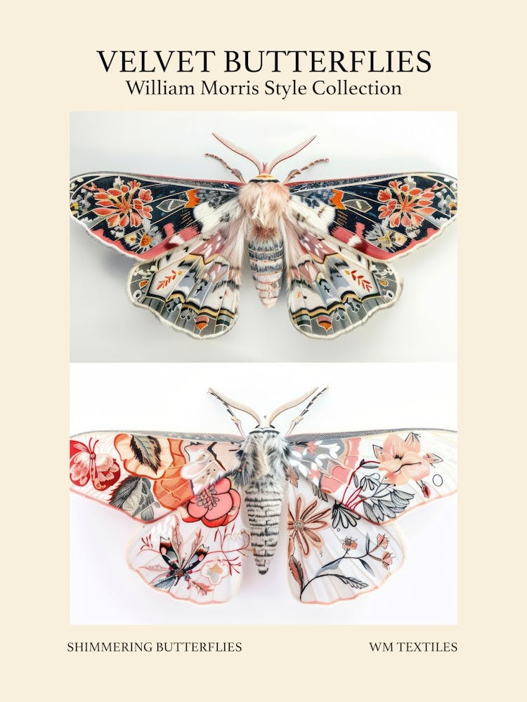 Velvet Butterflies Collection Shimmering Butterflies William Morris Style 7