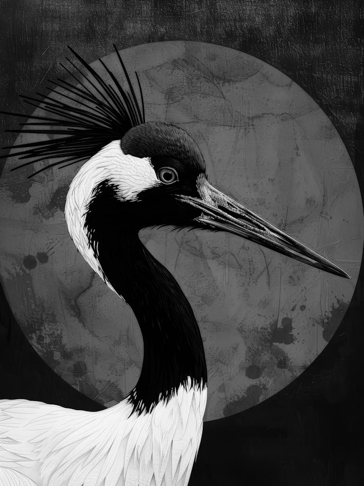 Black And White Crane