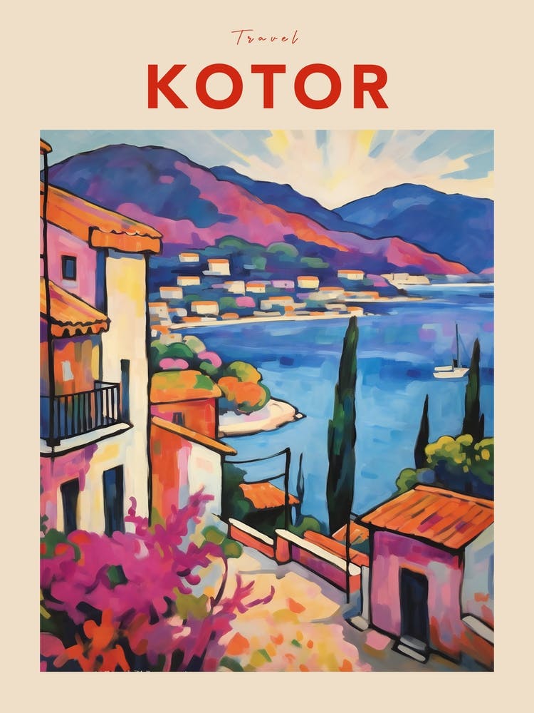 Kotor Montenegro 3 Fauvist Travel Poster