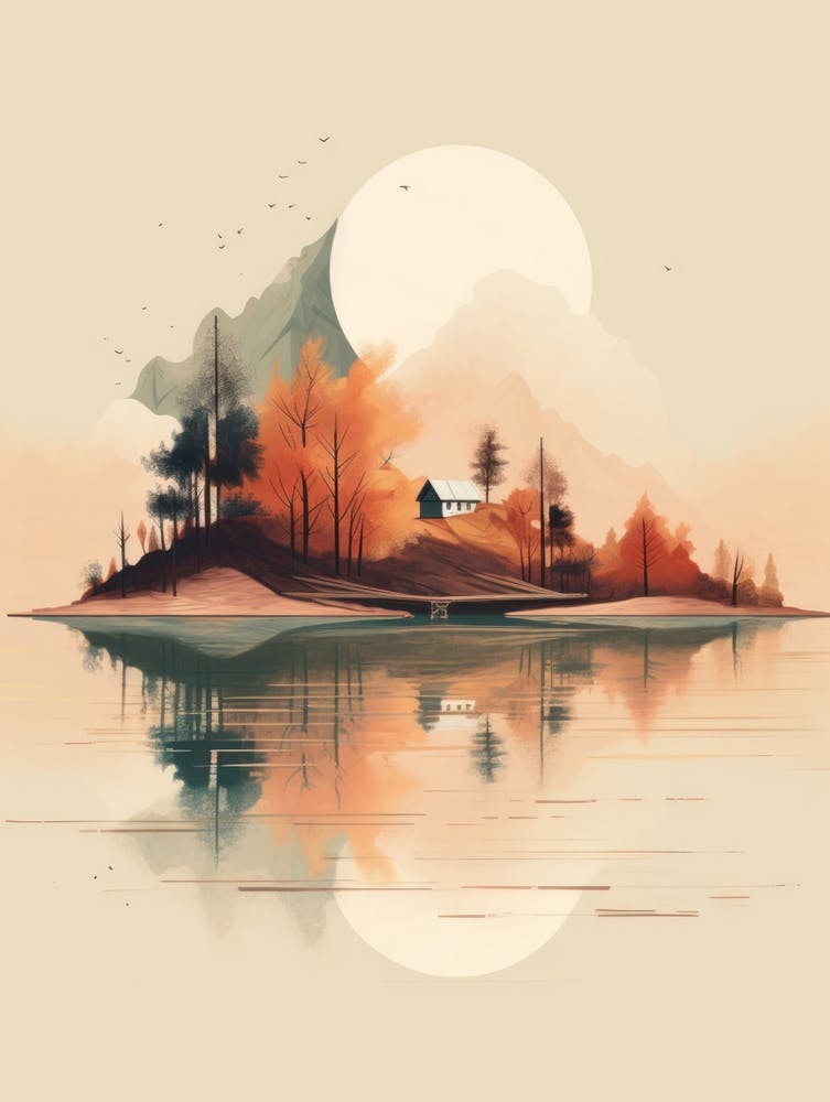 Autumn , Fall, Landscape, Inspired By National Park in the USA, Lake, Great Lakes, Boho, Beach, Minimalist Canvas Print, Travel Poster, Autumn Decor, Fall Decor 4