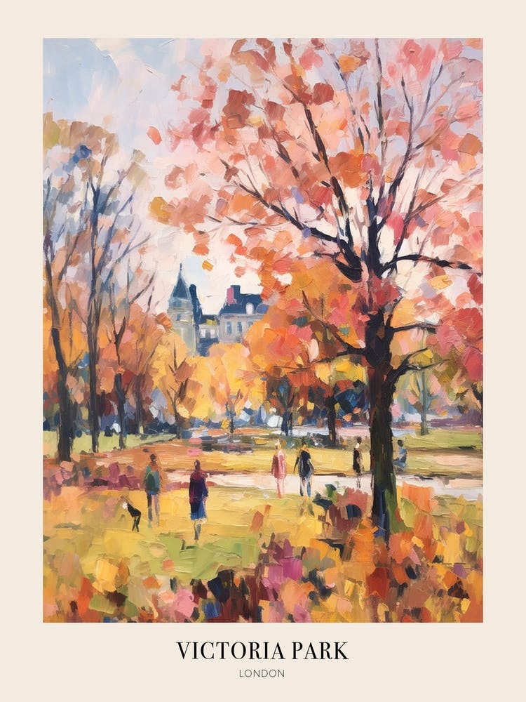Autumn City Park Painting Victoria Park London 2 Poster