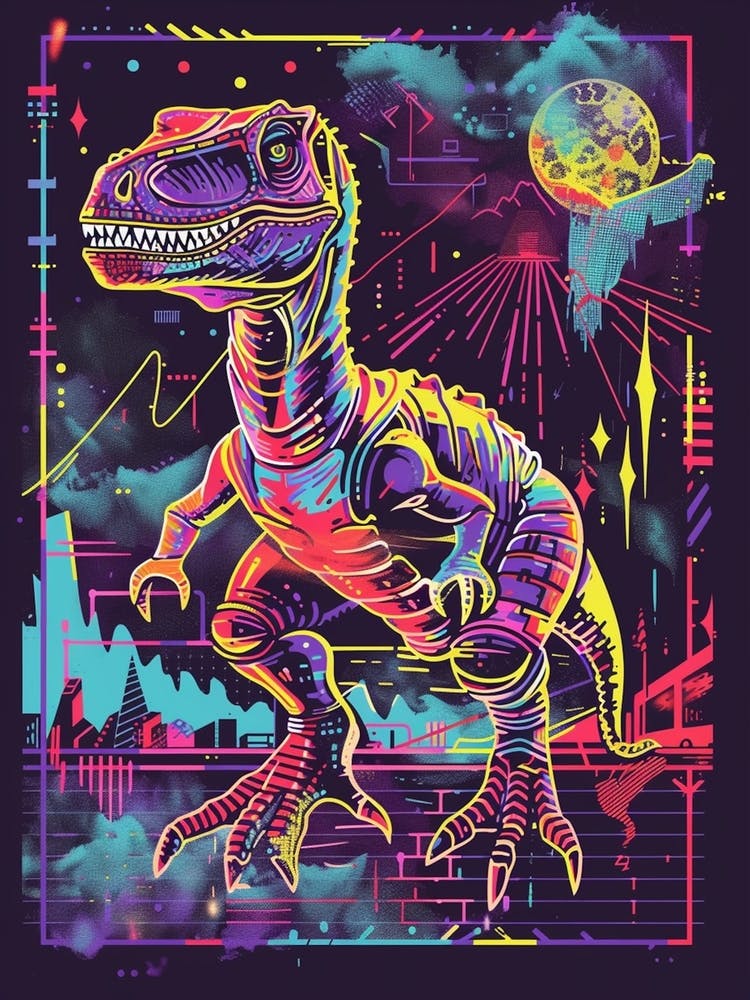 Cyber Futuristic Dinosaur Illustration 2
