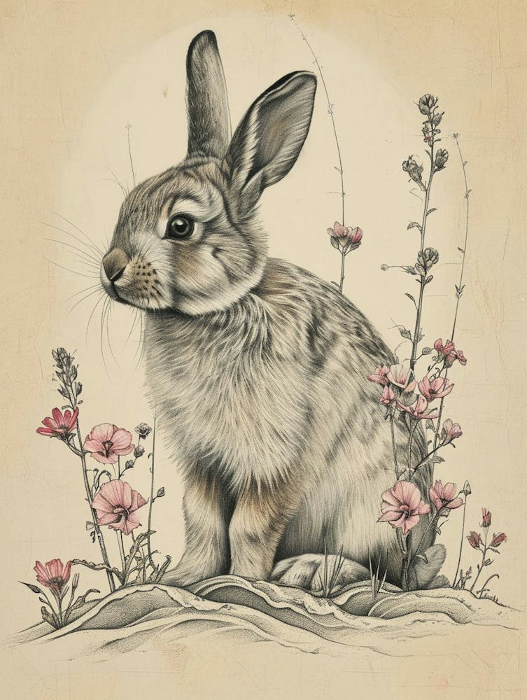 Mini Satin Rabbit Drawing 1