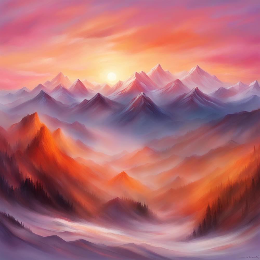 Coucher de Soleil Dans les Montagnes