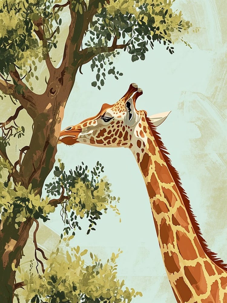 Giraffe Reaching Up To The Leaves 2