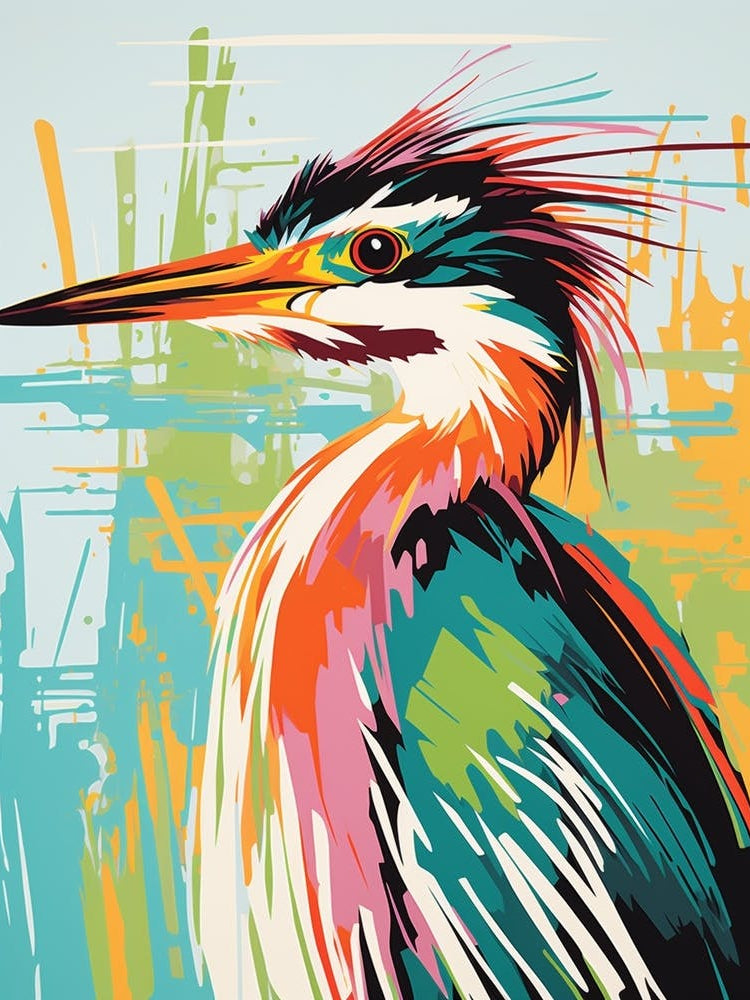 Andy Warhol Style Bird Green Heron 4