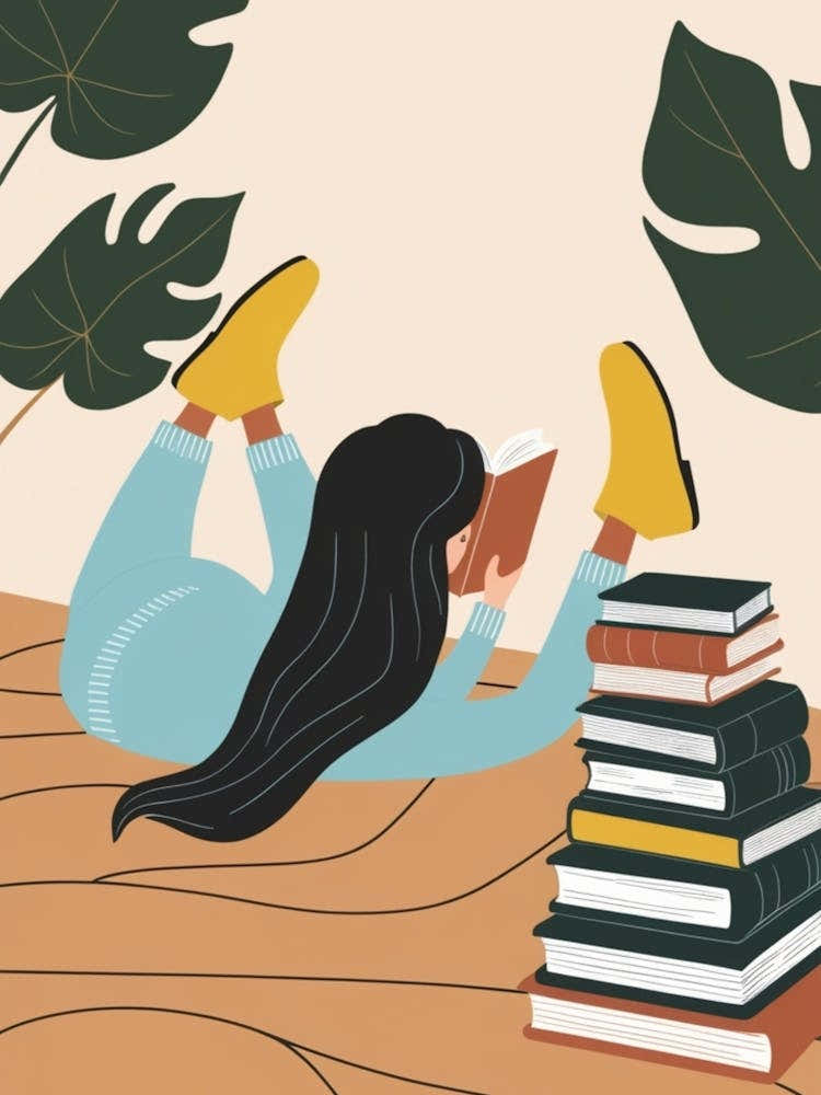 Illustration Of A Girl Reading A Book 2