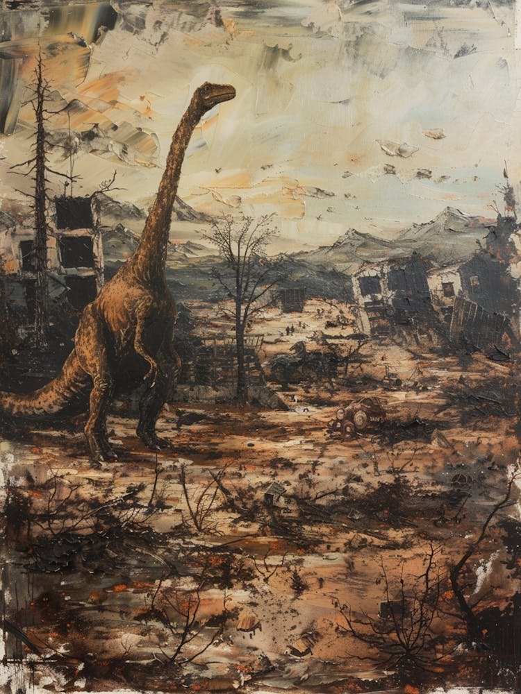 Dinosaur In A Deserted Landscape Painting 1
