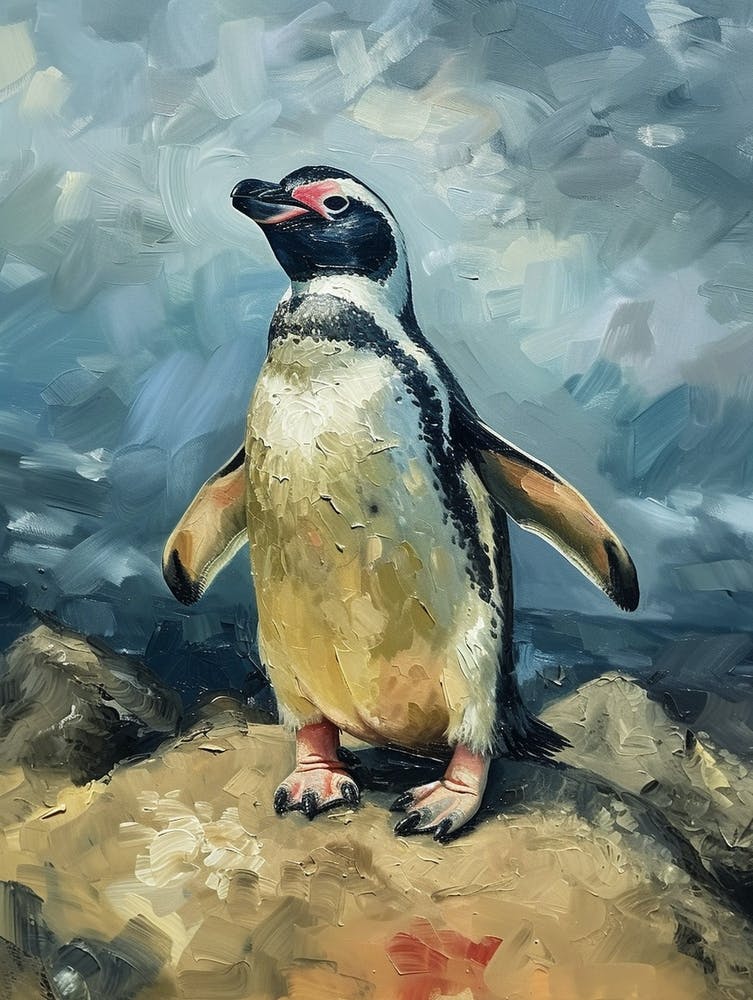 Adlie Penguin Robben Island Oil Painting 4