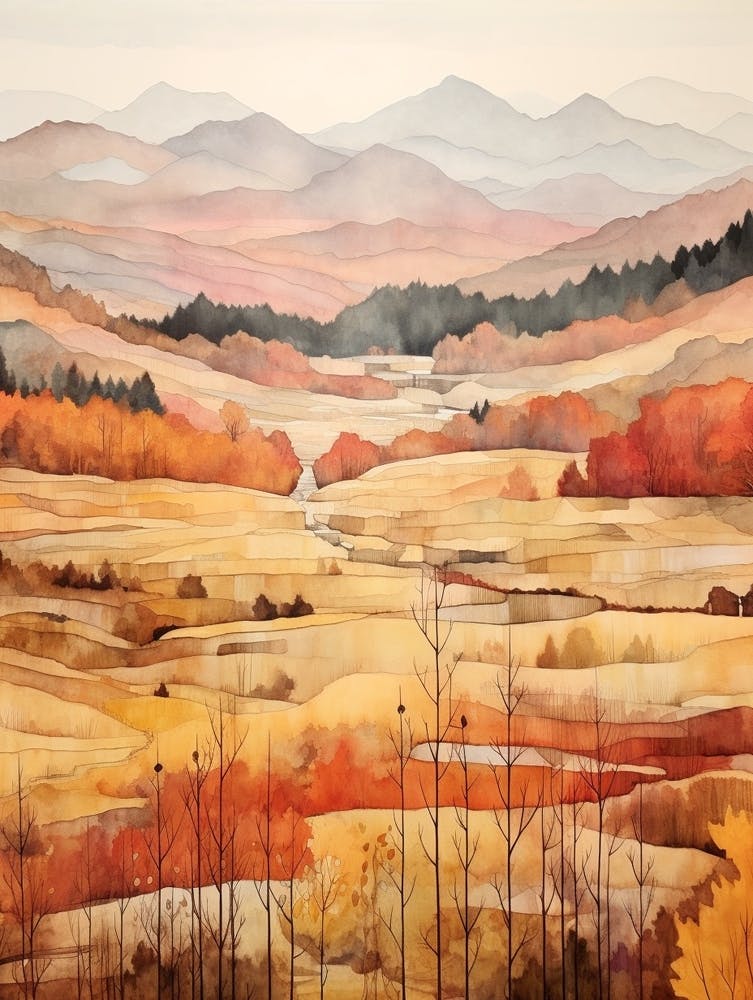 Autumn National Park Painting Pyrenees National Park 1