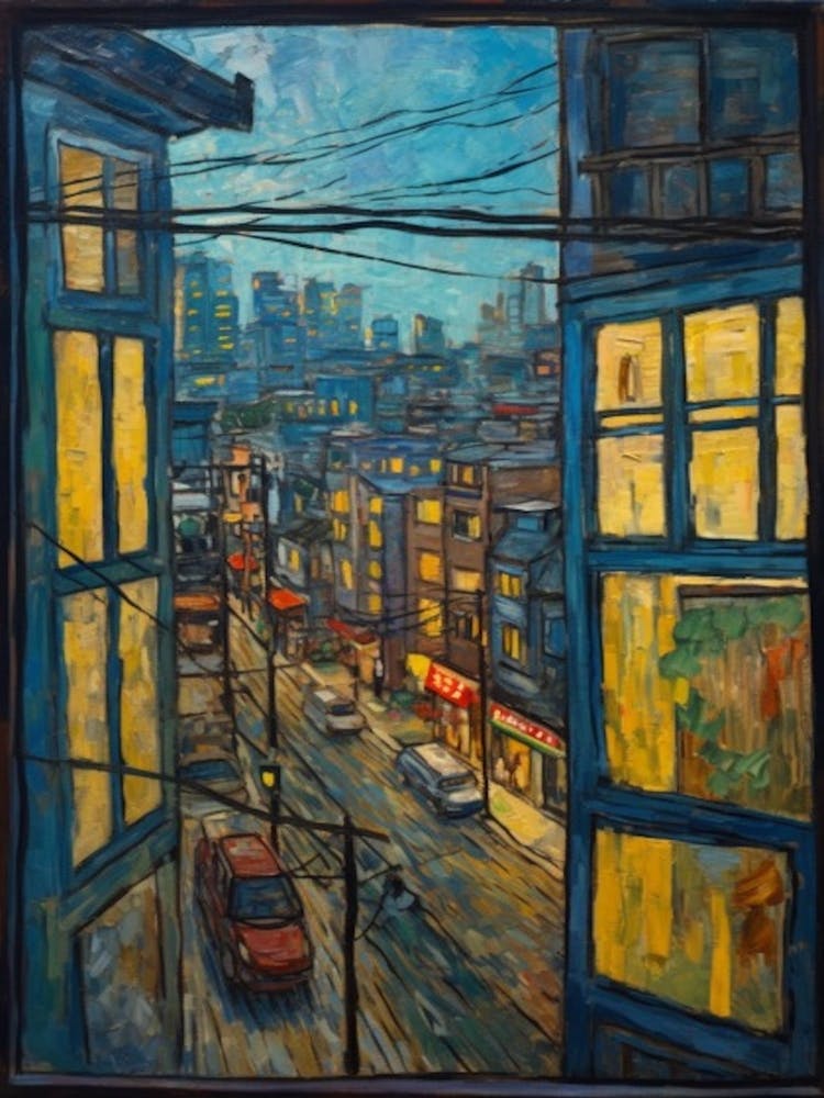 Window View Of Tokyo In The Style Of Expressionism 3