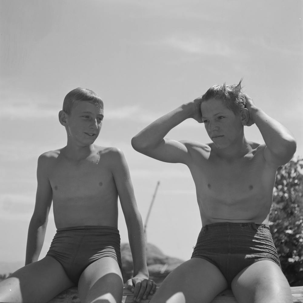Untitled Photo, Possibly Related To Rupert, Idaho, Schoolboys In Swimming By Russell Lee 1