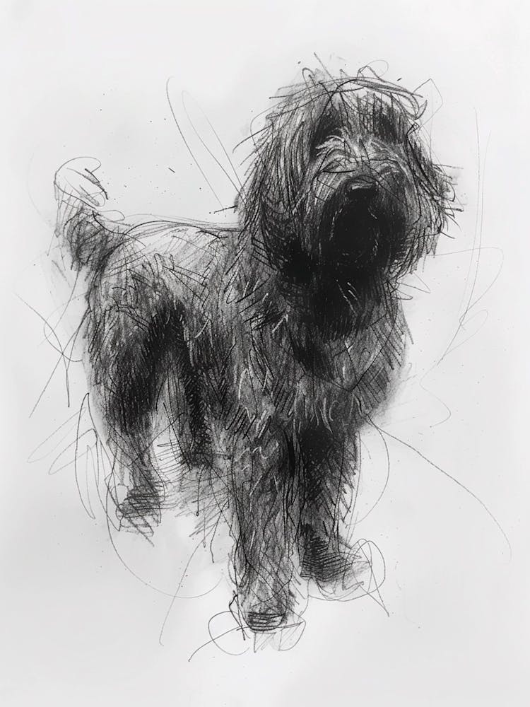 Komondor Hund Kohlestrichzeichnung 1