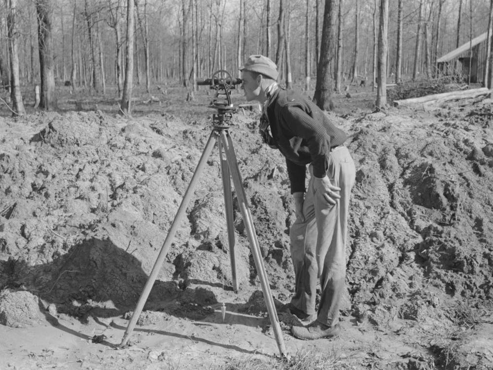 Surveyor, Chicot Farms, Arkansas By Russell Lee