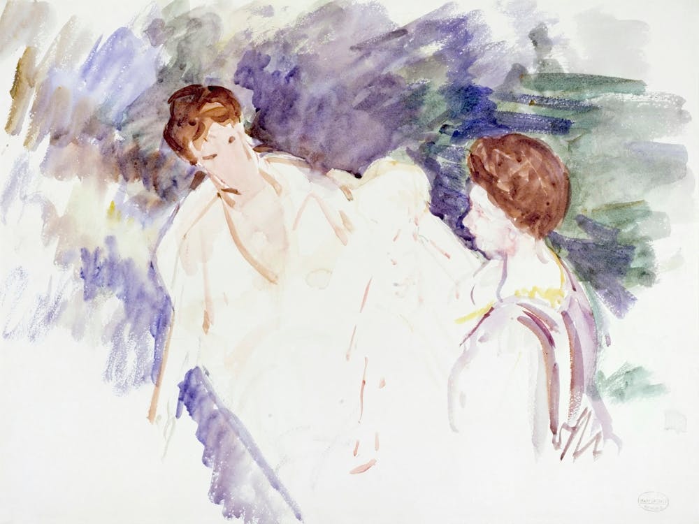 Study For Le Bain Two Women And A Child In A Boat, Mary Cassatt (1910)