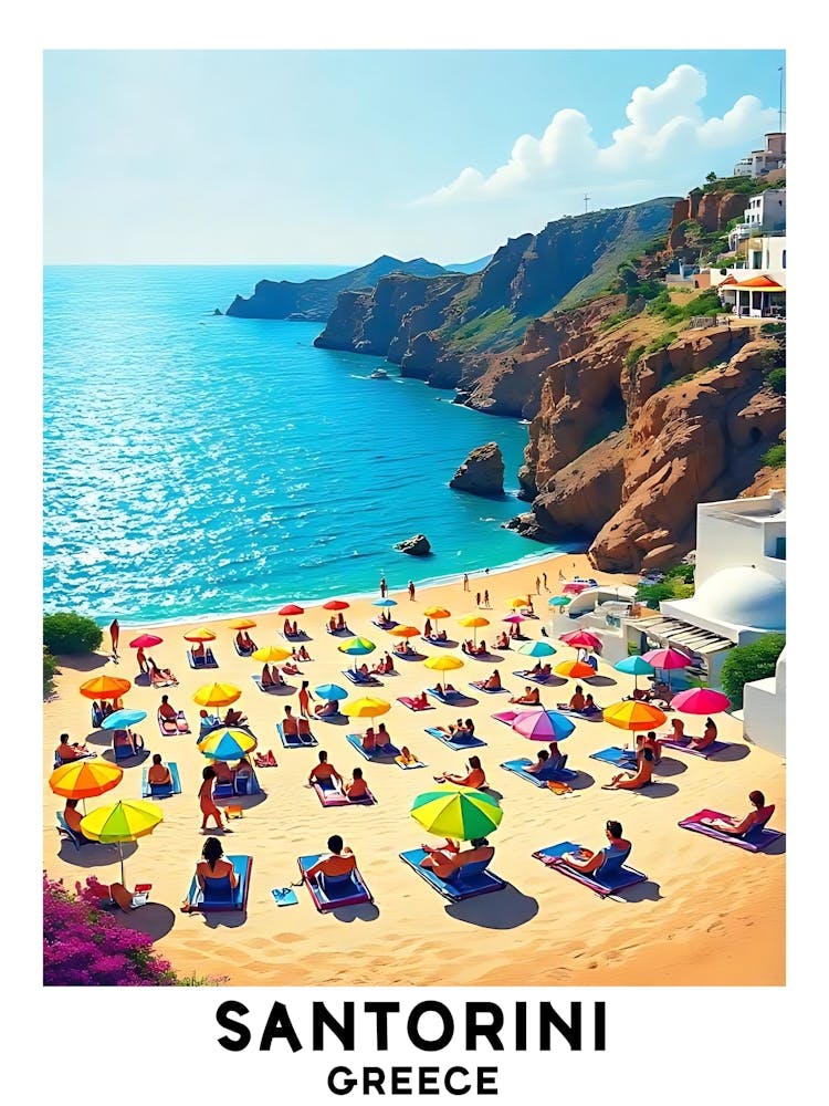 Santorini - Greece Vintage Travel Poster 2