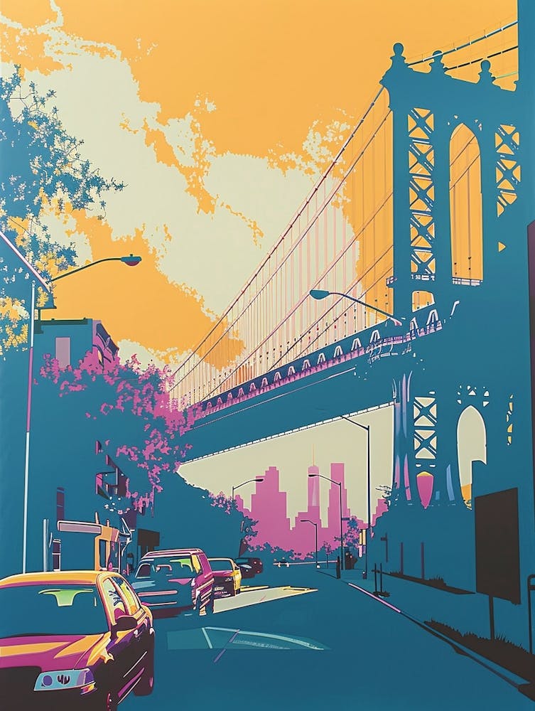 Riverdale New York Bunte Siebdruck-Illustration 4