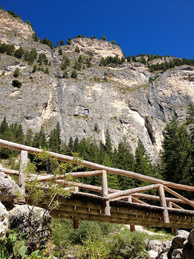Wooden Bridge In The Mountains