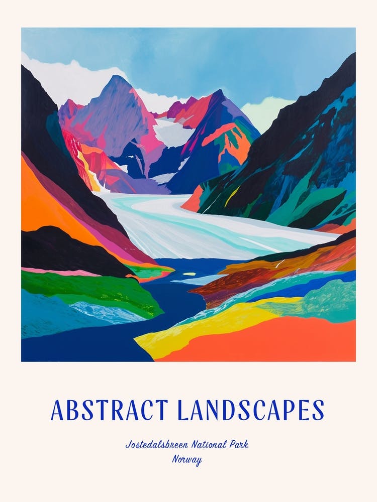 Colourful Abstract Jostedalsbreen National Park Norway 1 Poster Blue