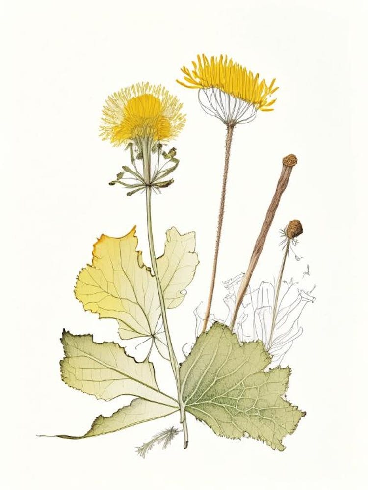 Coltsfoot Spices And Herbs Pencil Illustration 1