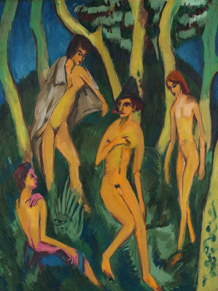 Four Nudes Under Trees, Ernst Ludwig Kirchner