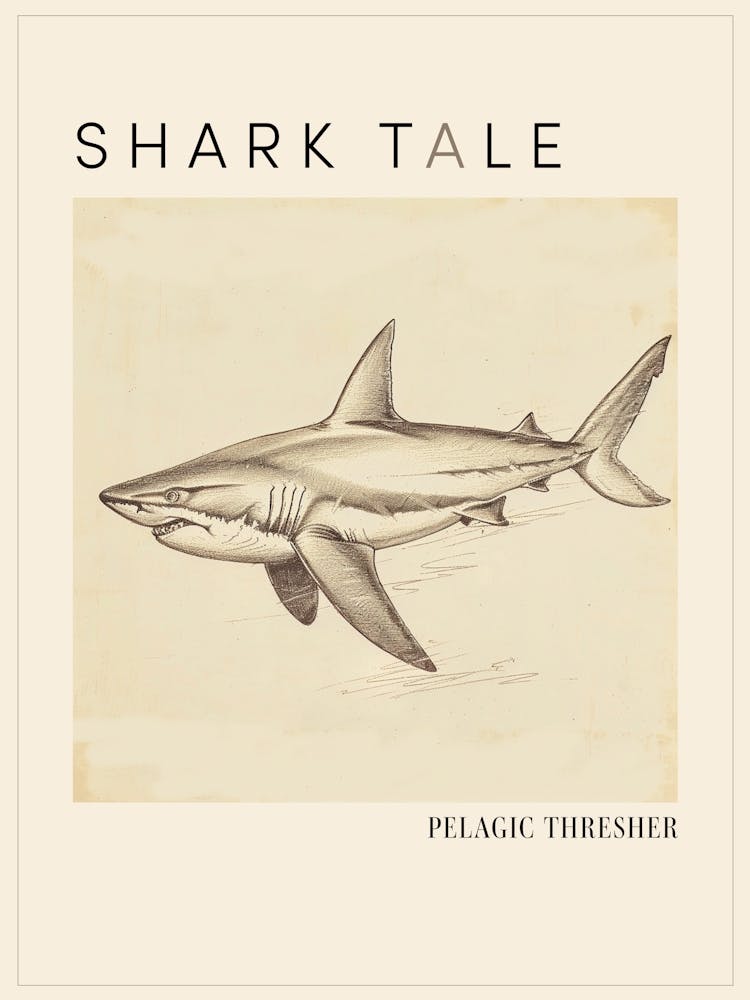 Pelagic Thresher Vintage Illustration 4 Poster