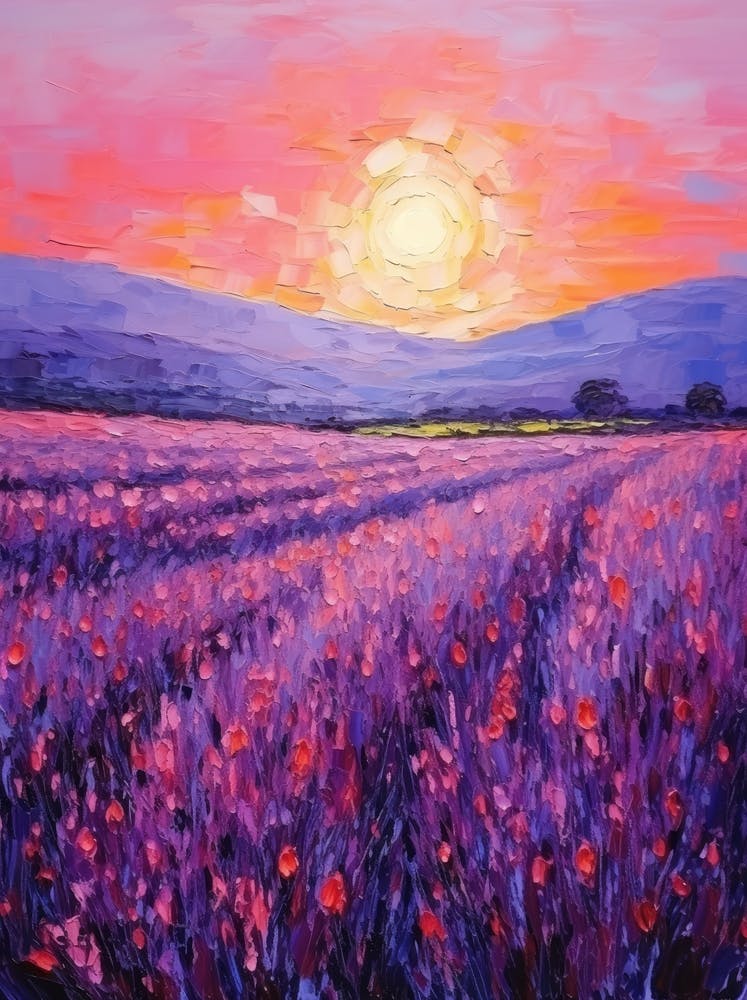 Sunset In Lavender Field