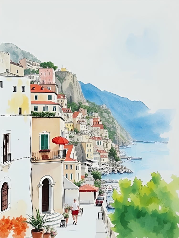 Watercolor Of Positano