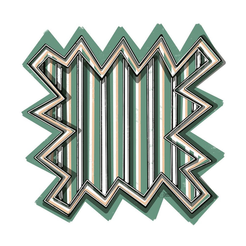 Modern Abstract Egyptian Pop Art Design In Mint Green And Pastel Yellow